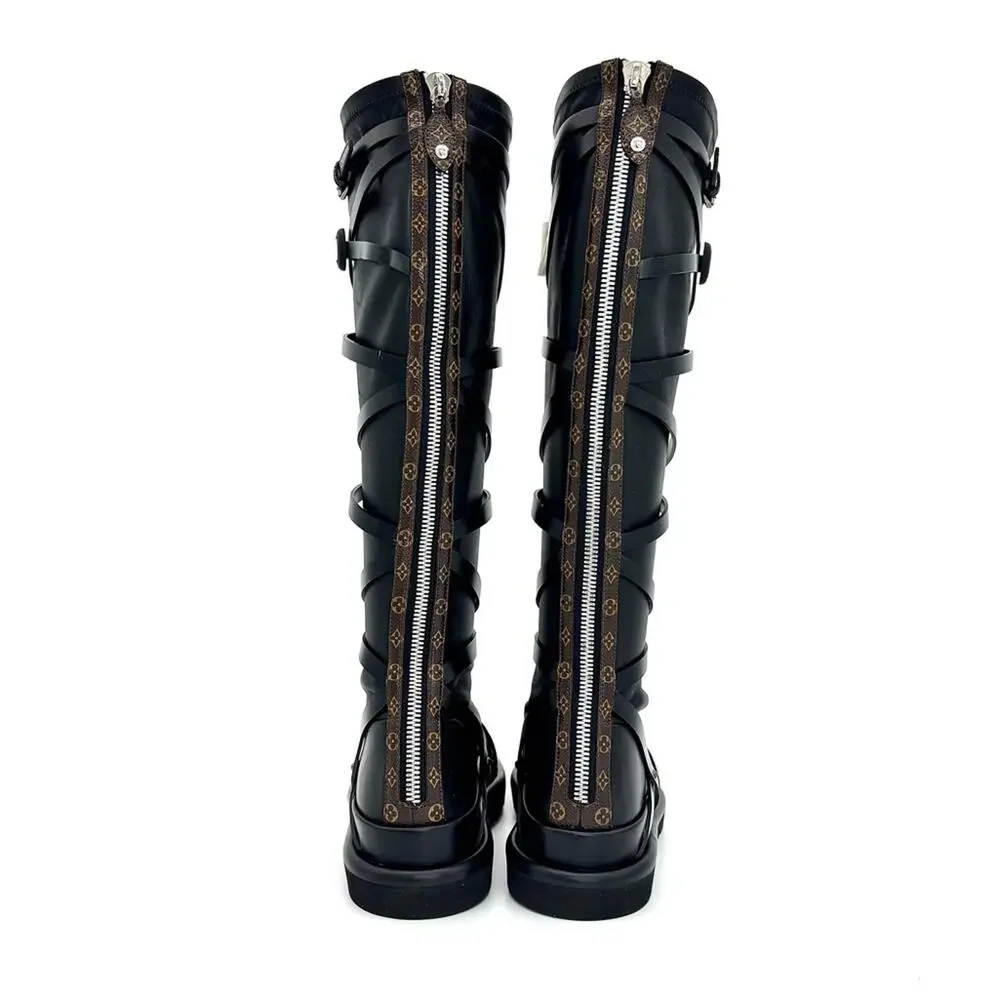 NIB Louis Vuitton A/W 2021 Runway Fornasetti LV Monogram Knee High Boots 37
